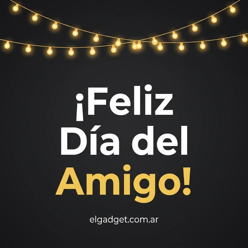 Imagen de Feliz Día del Amigo para compartir por WhatsApp — luces doradas sobre fondo oscuro