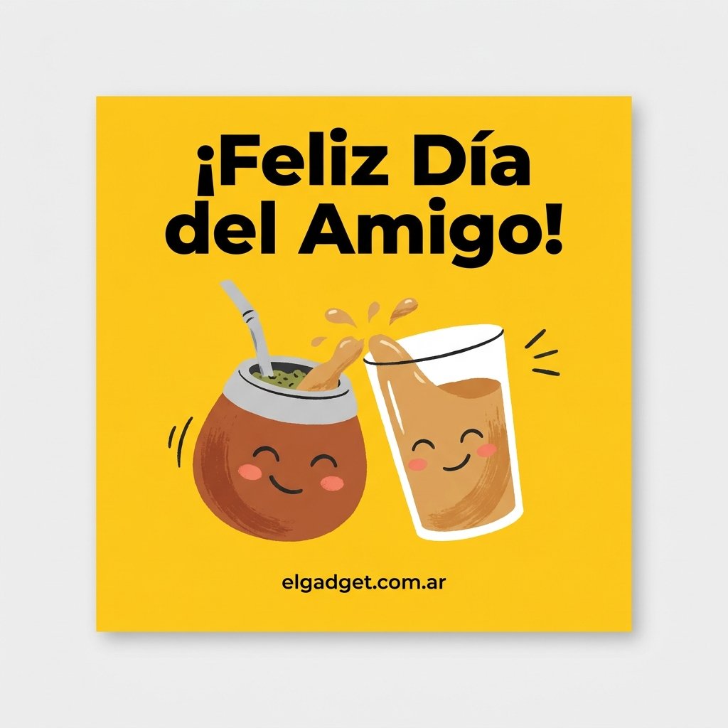 Imagen de Feliz Día del Amigo para compartir por WhatsApp — mates brindando, estilo divertido