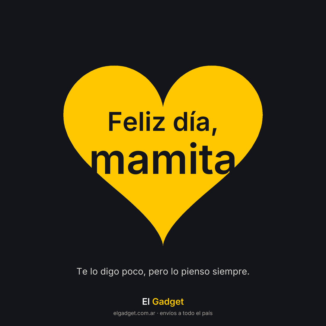 Imagen de Feliz día mamita para mandar por WhatsApp, con un corazón amarillo grande sobre fondo negro