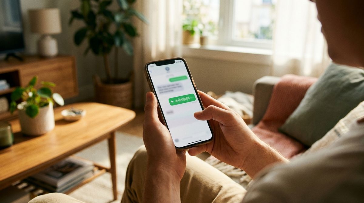 Persona compartiendo un código de descuento por mensaje desde su celular, el paso central del programa de referidos